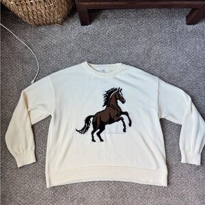 Wishlist Cream Sweater with Horse Design